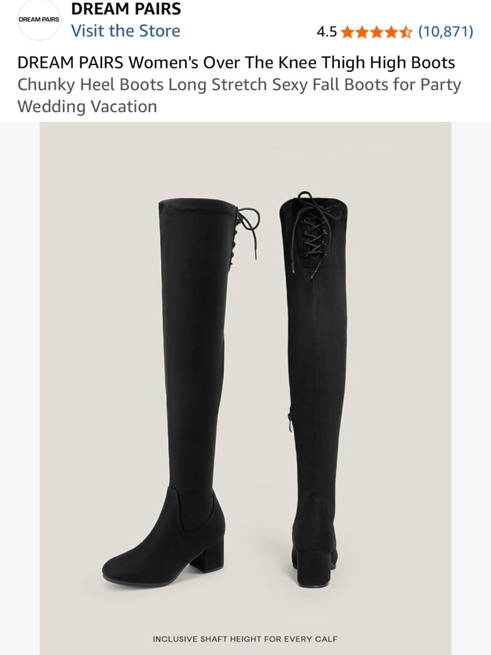 Sz 11 Dreampairs Black Over-the-Knee Adjustable Lace-Up Suede Boots - Picture 12 of 15